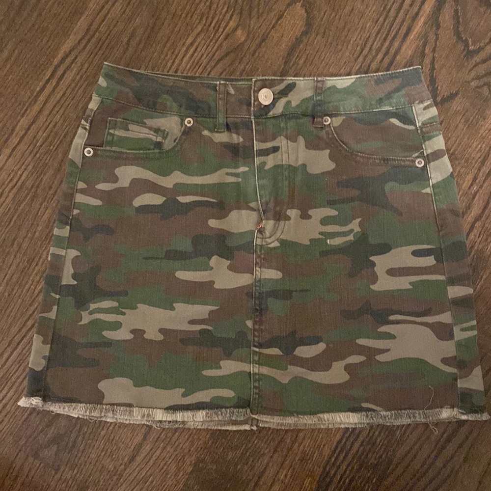 camo denim skirt